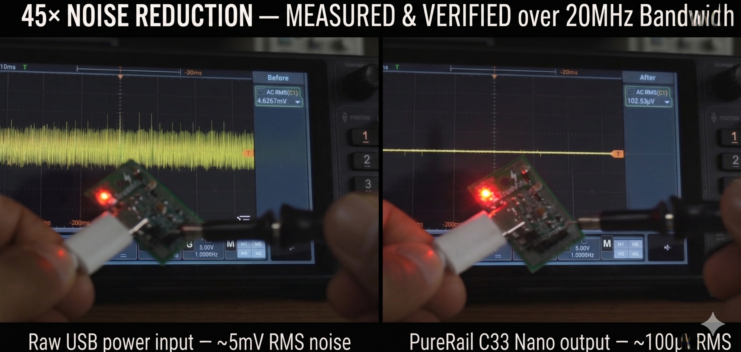 Oscilloscope noise measurement of TrueVolt LDO output