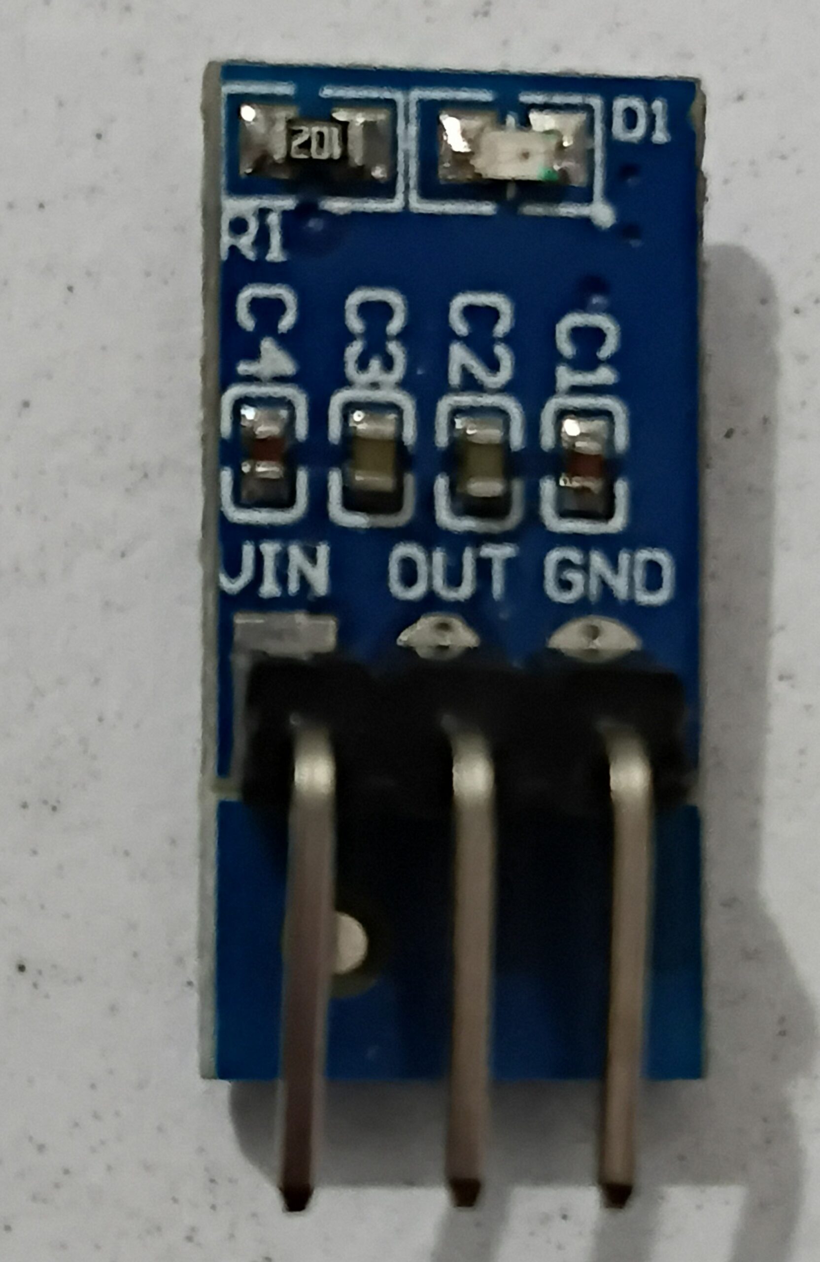 Generic AMS1117 3.3V module on FR4 PCB with no reverse current protection diode and unbranded capacitors