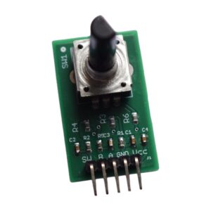Ramanu rotary encoder module with genuine Bourns PEC12R encoder, 30 mm insulated D-shaft and 5-pin header, top view